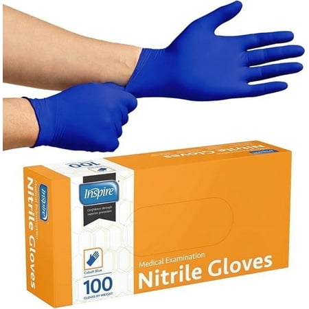 Inspire Nitrile Gloves Disposable Latex Free, Quality Stretch, Medical Grade, Medium, Box of 100