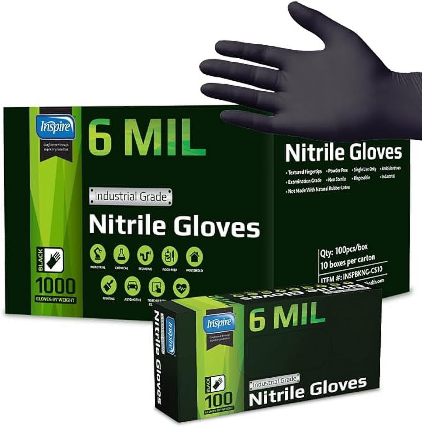 Inspire Heavy Duty Nitrile Gloves 6 Mil Latex Free Food Grade Exam