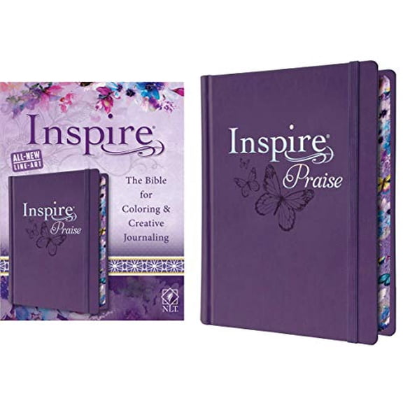 Pre-Owned Tyndale NLT Inspire PRAISE Bible (Hardcover LeatherLike, Purple): Inspire Coloring BibleOver 500 Illustrations to Color, Creative Journaling Bible Space-Religious Gifts to Inspire Connectio