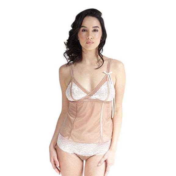Inspire Psyche Terry Women’s Built-In Plus Size Bralette Camisole, Macaroon, 1X