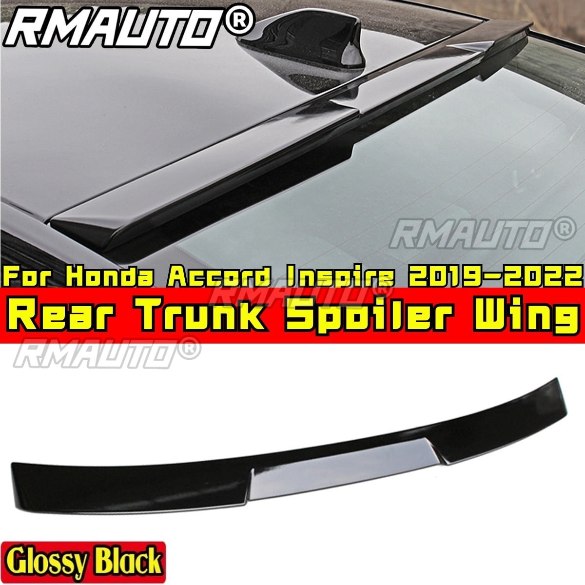 Inspire Roof Spoiler Glossy Black Blade Style Rear Trunk Spoiler Body ...