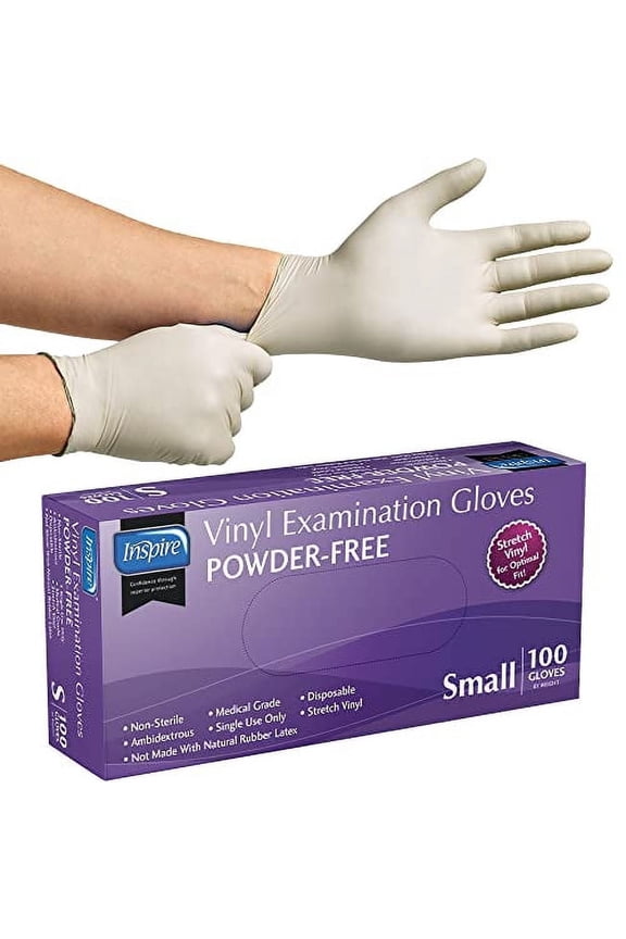 Stretch Vinyl Exam Gloves THE ORIGINAL Quality Vinyl Gloves Disposable Latex Free Medical Gloves Cleaning Gloves Small Box Of 100