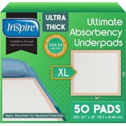 Inspire Extra Large Super Absorbent Disposable Bed Pads for Chronic Incontinence Ultra Thick and Absorbent Bed Pads Disposable Adult | Pee Pads for Adults 30 X 36 Pack Of 50
