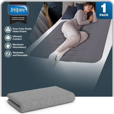 Inspire Underpads | Stain Hiding Gray - Reusable Incontinence Bed Pads Waterproof Mattress Pad | Disposable Bed Pads For Adults Pee Pads | Incontinence Pads For Beds, Dog Pads (34 X 52 - 1 Pack)