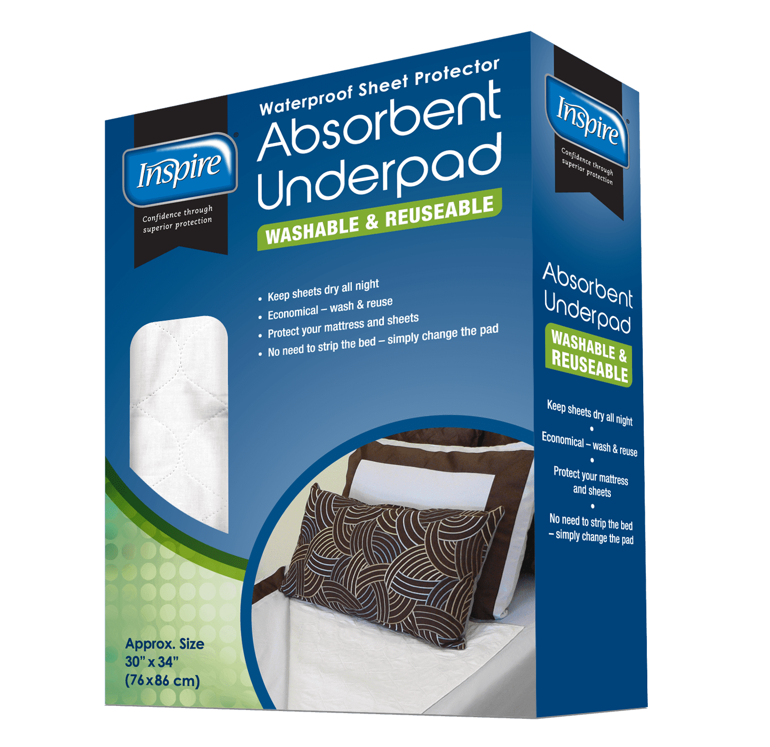 2 Pack Bed Pad Washable Incontinence Underpad Chux- Absorbent Urinary  Protection 32 x 34