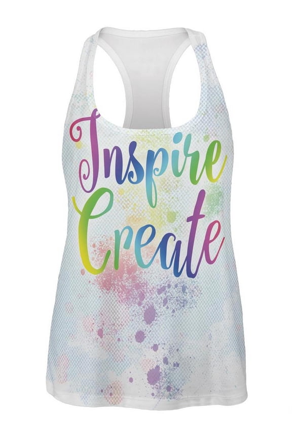 Inspire and Create Pastel Half Tone Art All Over Womens Work Out Tank Top Multi LG
