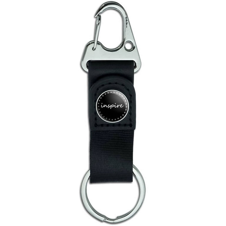 Inspire on Black Belt Clip On Carabiner Leather Keychain Fabric