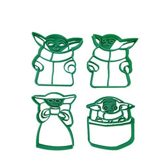 Inspired By Yoda in a Pod, with Coffee/Soup Cup, Happy and Frowning Cookie Cutters (4 Pack)