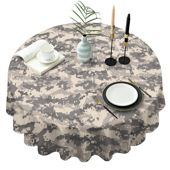 Inspired Camouflage Round Table Cloth,Wrinkle Free Table Cover with Polyester,Waterproof Reusable Tablecloths for Weeding Birthday Tea Party Decorations (Round,60x60inch)