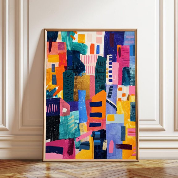 Inspired Cityscape Urban Abstract Wall Decoration, Unframed Canvas 8x10in