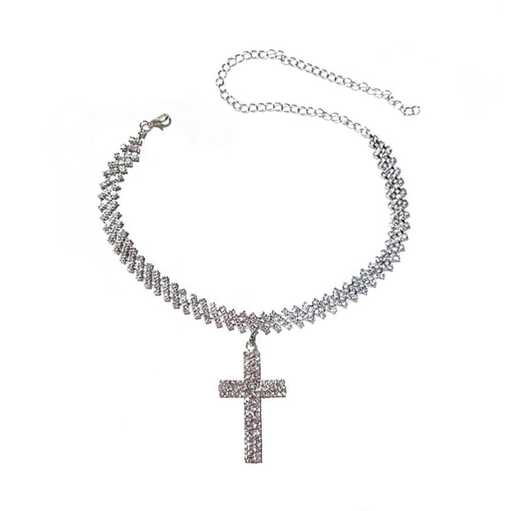 Inspired Crucifix Necklace With Sparkling Crystals And Copper Chain Adjustable Length Neckchain For Daily Wear