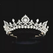 Ankita Gemstones Cubic Zircon 925 Silver Wedding Tiara Crown, White, 1 Count