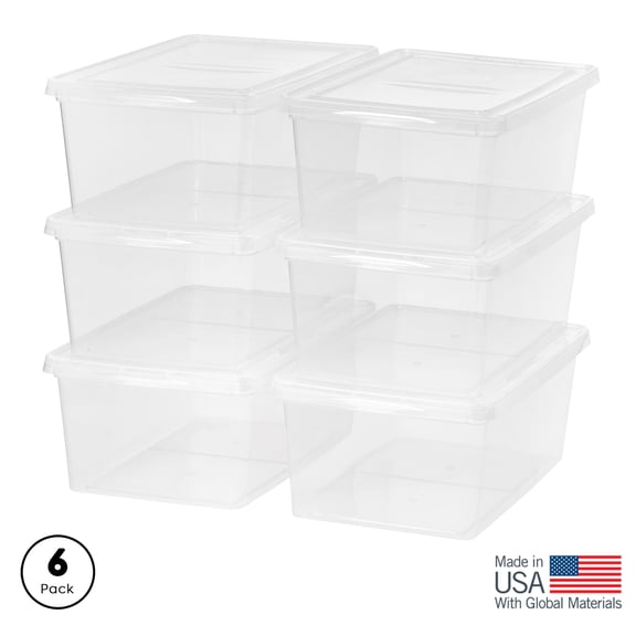 Inspired Essentials 17 Qt. Plastic Storage Bins with Lids, Stackable Storage Containers, Totes, 6Pk