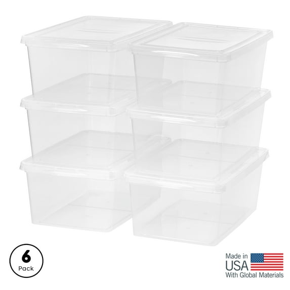 Inspired Essentials 17 Qt. Plastic Storage Bins with Lids, Stackable Storage Containers, Totes, 6Pk