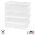 thumbnail image 1 of Inspired Essentials Stackable PP Resin 28 Qt Plastic Underbed Storage Bins, Clear, 4 Count Pack, 1 of 12