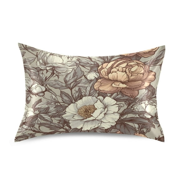 Inspired Floral Luxury Silky Soft Pillowcase Standard Size Wrinkle Resistant Envelope Closure 20x26in