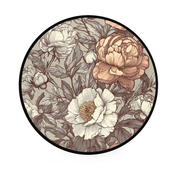 Inspired Floral Memory Foam Bath Mat 36" Absorbent Rug with Non Slip Base and 4 Bonus Pads