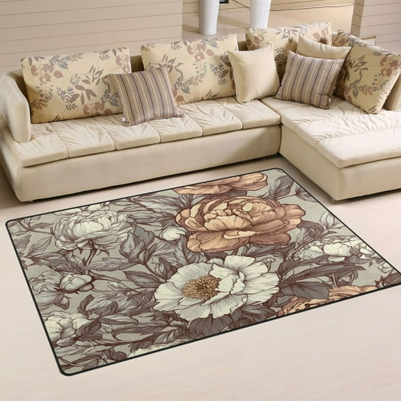 Inspired Floral Soft Polyester Area Rug 31''x20'', Non Slip, Memory Foam, Water Absorbent