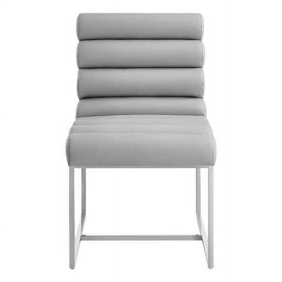 Inspired Home 19.8 x 27.8 x 37 in. Posh Living Makynlee Upholstered Chair with Stainless Steel Frame, Grey & Chrome - Set of 2