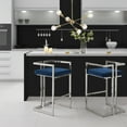 thumbnail image 1 of Inspired Home Aarna Upholstered Velvet Bar & Counter Stool with Chrome Base, (set of 2), Navy, 1 of 8