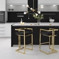 thumbnail image 1 of Inspired Home Aarna Upholstered Velvet Bar & Counter Stool with Gold Base, (set of 2), Black, 1 of 7