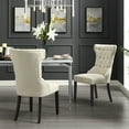 thumbnail image 1 of Inspired Home Adalynn Linen Dining Chair Set of 2 Wingback Button Tufted Design, Cream White, 1 of 9