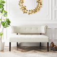 thumbnail image 1 of Inspired Home Alaya Cream White Linen Bench - Upholstered | Button Tufted, 1 of 11