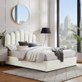 thumbnail image 1 of Inspired Home Annastasia Velvet Queen Platform Bed with Lift Mechanism, Ivory, 1 of 8