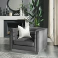 thumbnail image 1 of Inspired Home Anniston Velvet Club Chair with Silver Base and Horizontal Channel Tufting, Dark Grey, 1 of 6
