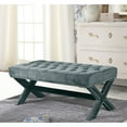 thumbnail image 1 of Inspired Home Brigitte Velvet X-Leg Bench Button Tufted Silver Nailhead Trim, Slate Blue, 1 of 7