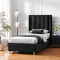 thumbnail image 1 of Inspired Home Caileigh Upholstered Velvet Full Channel Tufted Bed with Acrylic Legs, Black, 1 of 7