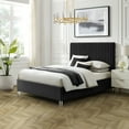 thumbnail image 1 of Inspired Home Caileigh Upholstered Velvet King Channel Tufted Bed with Acrylic Legs, Black, 1 of 6