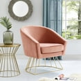 thumbnail image 1 of Inspired Home Delphine Velvet Accent Chair Metal Base Barrel, Blush/Gold, 1 of 8