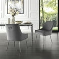 thumbnail image 1 of Inspired Home Donati Velvet Dining Chair Set of 2 Armless Knob Handle Stainless Steel Legs, Light Grey, 1 of 9