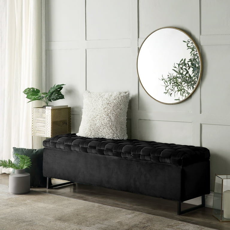 Black storage bench for bedroom deals