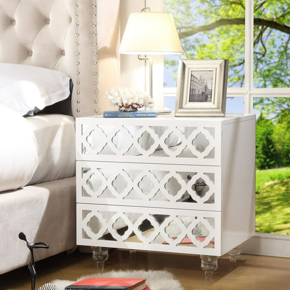 Inspired Home Everlyn 3 Drawer Nightstand Living Room Bedroom