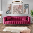 thumbnail image 1 of Inspired Home Grant Fuchsia Velvet Sofa - Biscuit Tufted | Lucite Leg | Sinuous Springs, 1 of 11