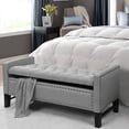 thumbnail image 1 of Inspired Home Harriet Linen Storage Bench Button Tufted Silver Nailhead Trim Modern, Light Grey, 1 of 8