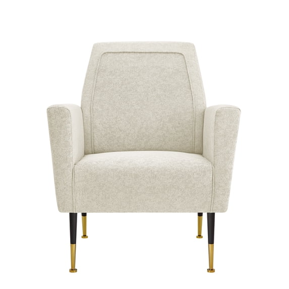 Inspired Home Kadin Linen Accent Chair with Square Arms, Beige