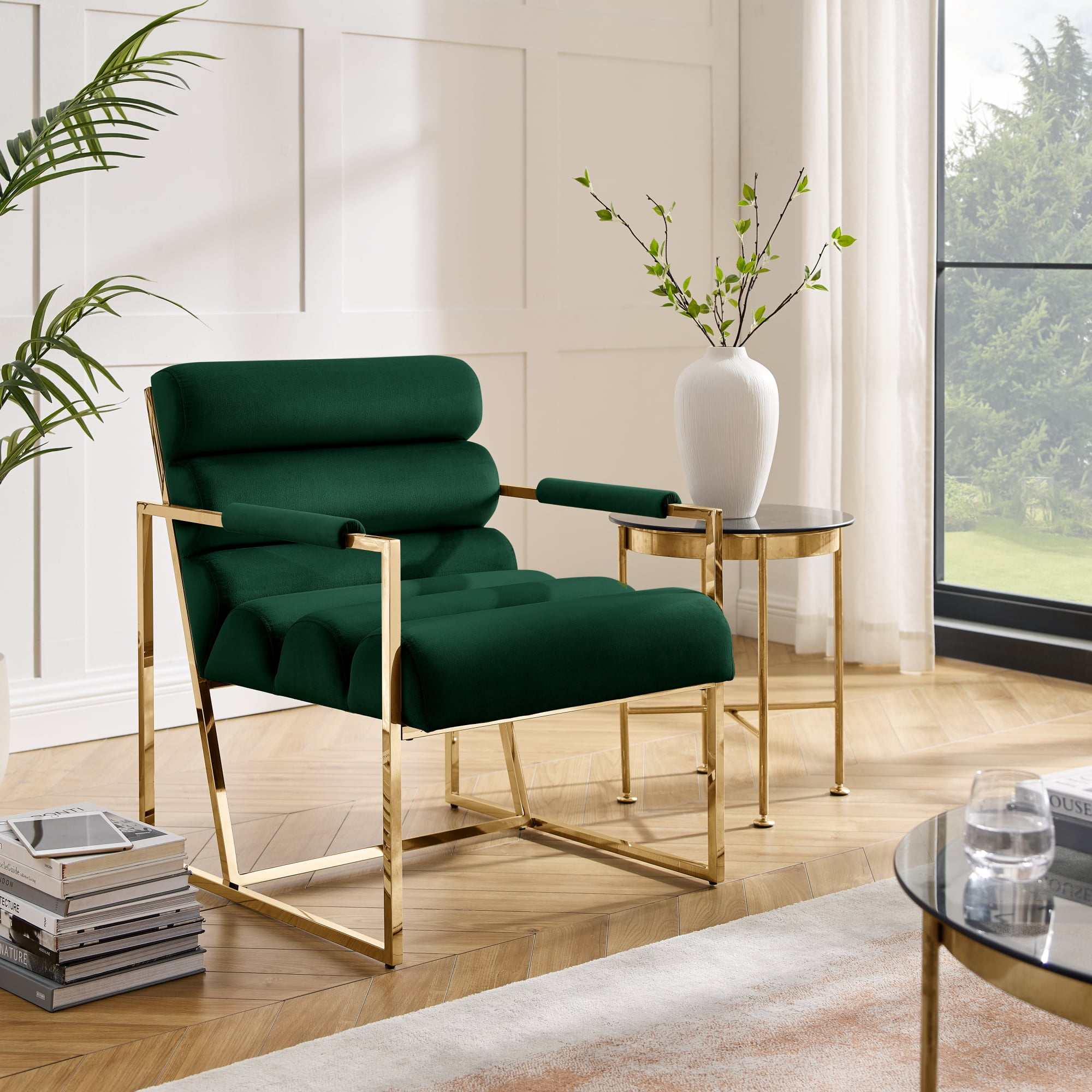 Green gold accent chair sales