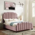thumbnail image 1 of Inspired Home Mallorie Velvet Pink Upholstered Bed, Queen, 1 of 10