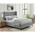 thumbnail image 1 of Inspired Home Montez Upholstered Velvet King Size Wingback Platform Bed, Light Grey, 1 of 7