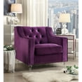 thumbnail image 1 of Inspired Home Paula Velvet Club Chair Button Tufted Lucite Acrylic Legs Modern, Purple, 1 of 9