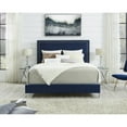 thumbnail image 1 of Inspired Home Raffaele Velvet Bed Nailhead Trim Queen, Navy, 1 of 9