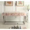 thumbnail image 1 of Inspired Home Randy Faux Fur Bench Chrome Frame Ottoman Modern, Rose, 1 of 8