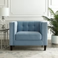 thumbnail image 1 of Inspired Home Rin Velvet Club Chair Button Tufted Square Arms Tapered Legs Modern, Slate Blue, 1 of 9