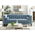 thumbnail image 1 of Inspired Home Rin Velvet Sofa Button Tufted Square Arms Tapered Legs Modern, Slate Blue, 1 of 9