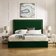 thumbnail image 1 of Inspired Home Roxana Upholstered Velvet Contemporary King Bed with Gold Base Frame, Hunter Green, 1 of 10