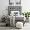 thumbnail image 1 of Inspired Home Saverio Velvet Upholstered Platform Bed Frame Full Size Tufted Modern Sturdy Headboard, Grey, 1 of 9