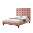 thumbnail image 1 of Inspired Home Saverio Velvet Platform Bedframe Queen Size Tufted, Blush, 1 of 8